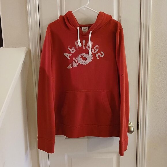 Vintage Y2K 2000s Distressed A&F Abercrombie & Fitch Red Hoodie Men XXL Thrashed